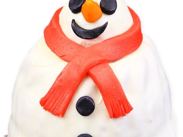 Sneeuwpop cake met marsepein